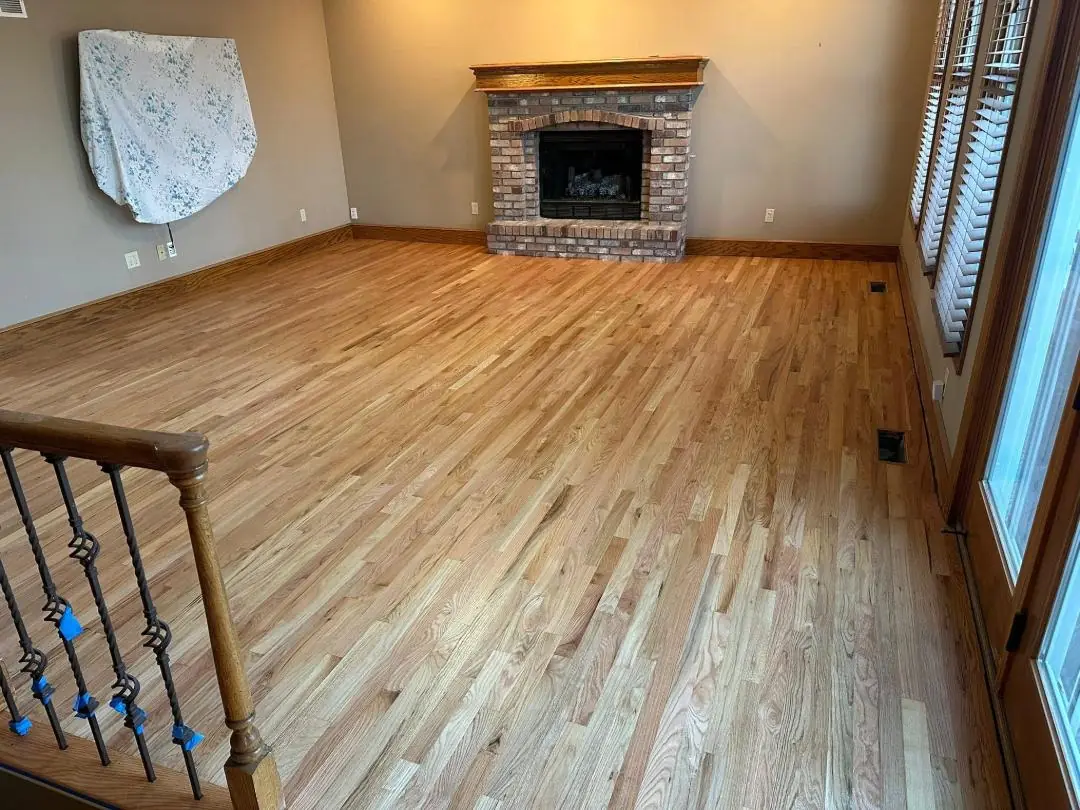 Living room with new hardwood flooring